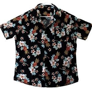 COOFANDY Mens Black Tropical Hawaiian Shirt Pineapple Floral Guitar Short Sleeve
